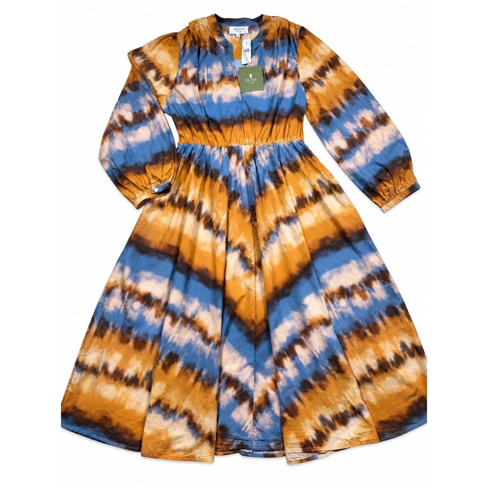 Olivia by Livro Palermo Dress XL Golden Ombre Midi Wrap Long Sleeve NWT 773176